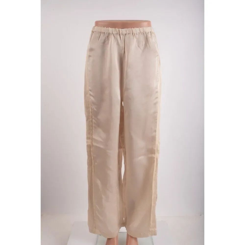 Zara Womans Pants Size S Ivory Cream Lace Wide Leg Elastic Waist 1377/915 NWT